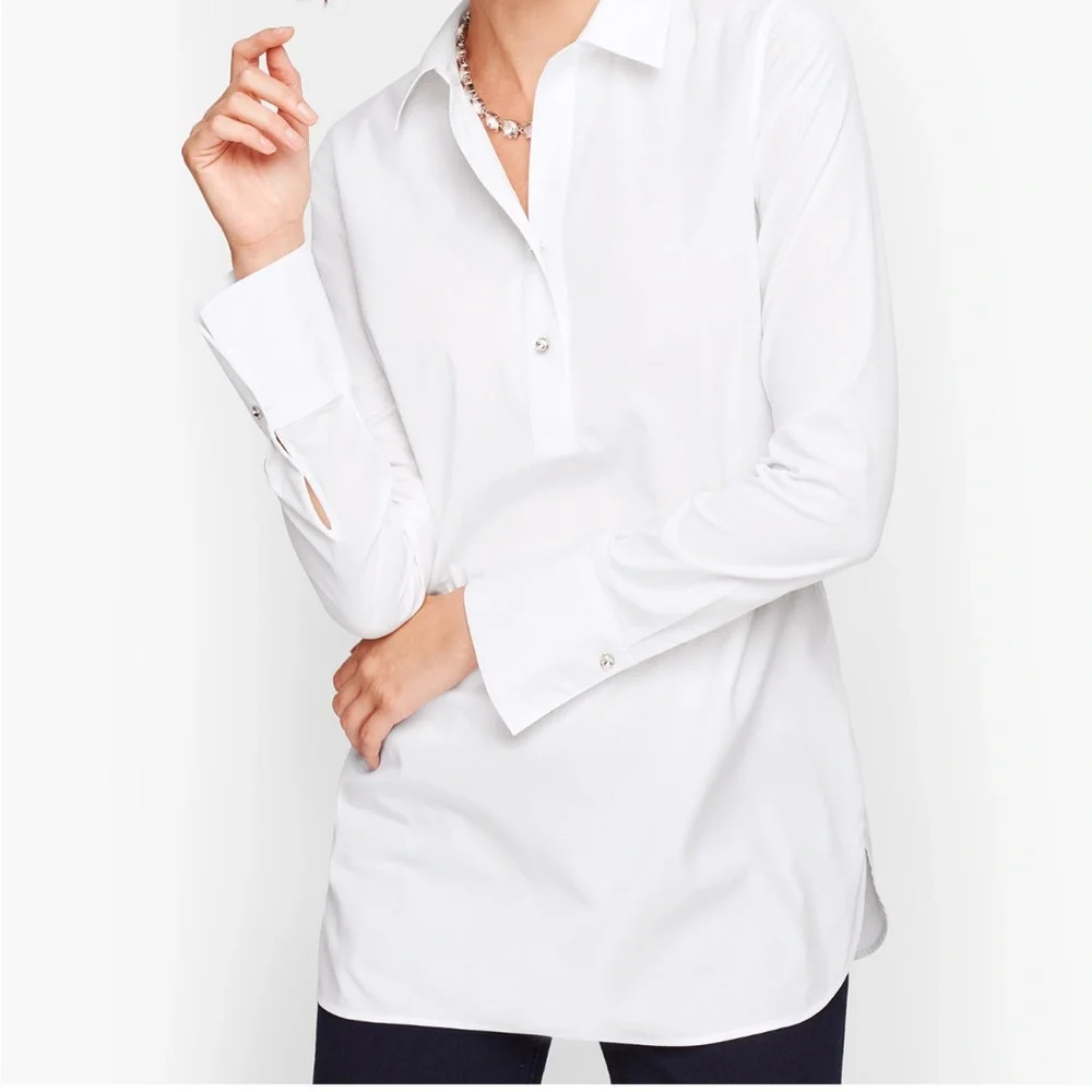 Talbots Classic White popover cotton tunic - Picture 1 of 7